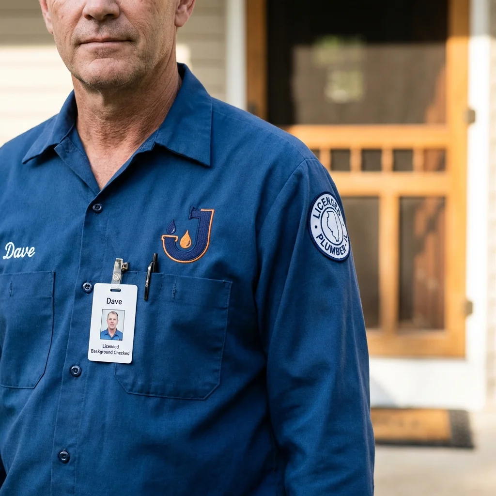 Licensed plumber showing ID badge in Hoyt Lakes, MN