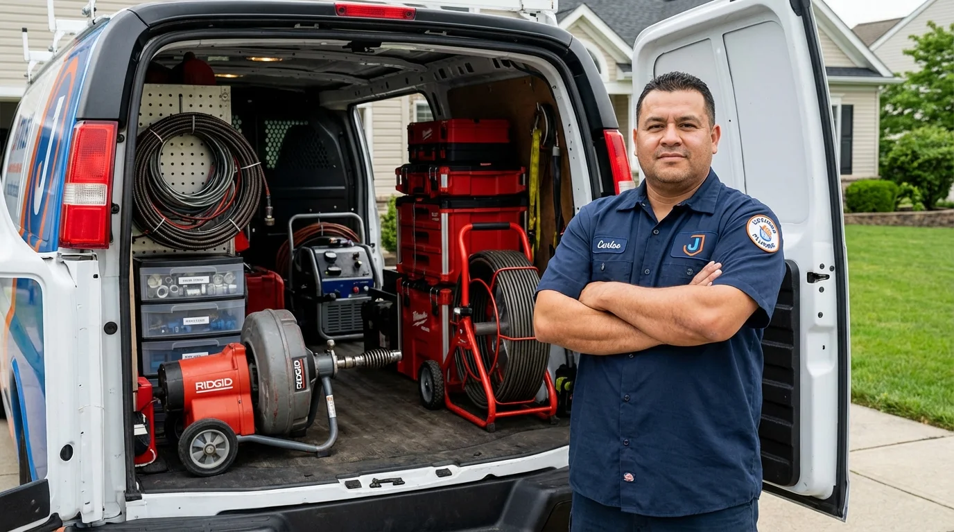 Professional drain cleaning equipment and Johns Plumbing LLC plumber in Hoyt Lakes