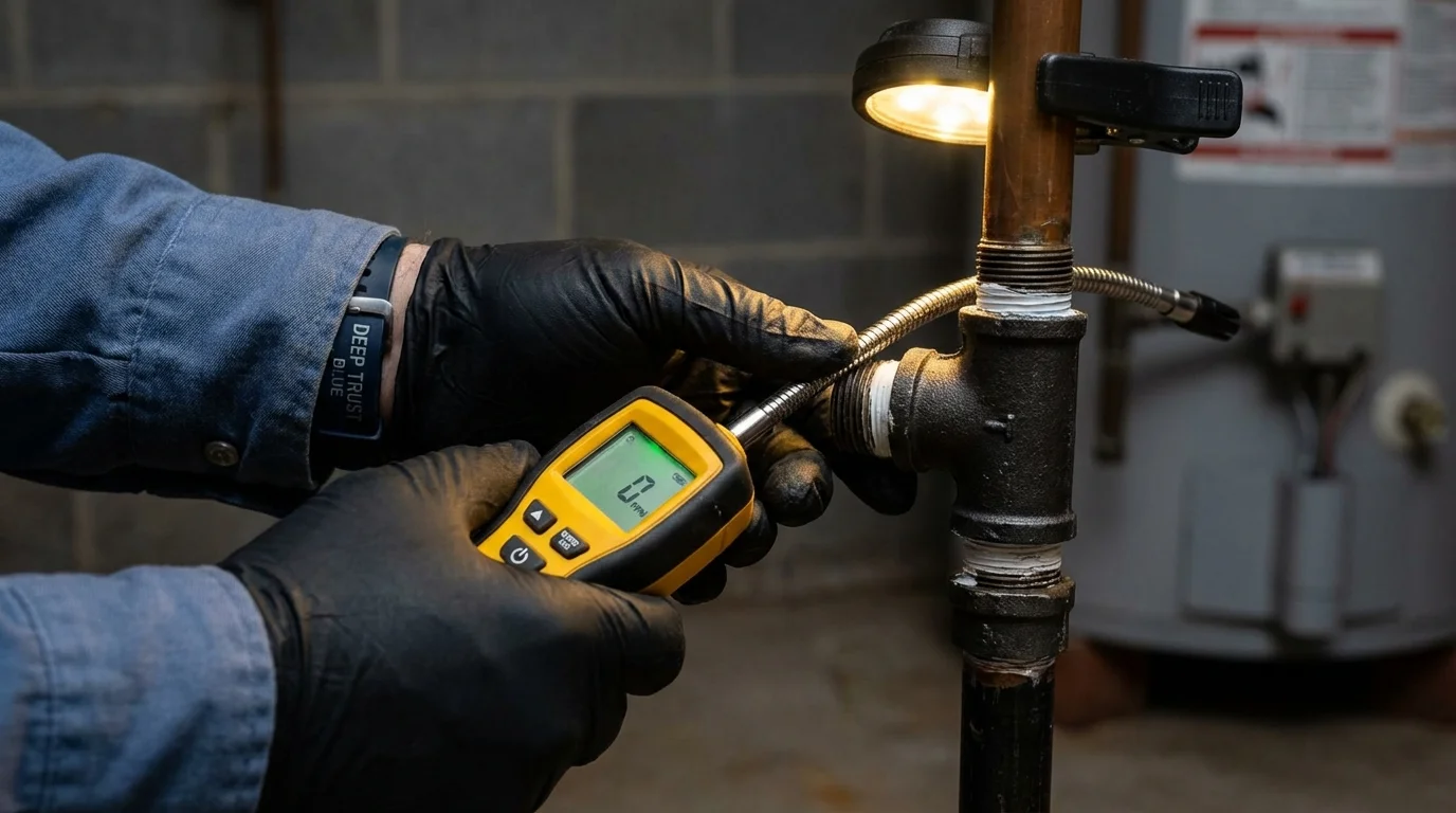 Gas leak detection with electronic sniffer by Johns Plumbing LLC in Hoyt Lakes